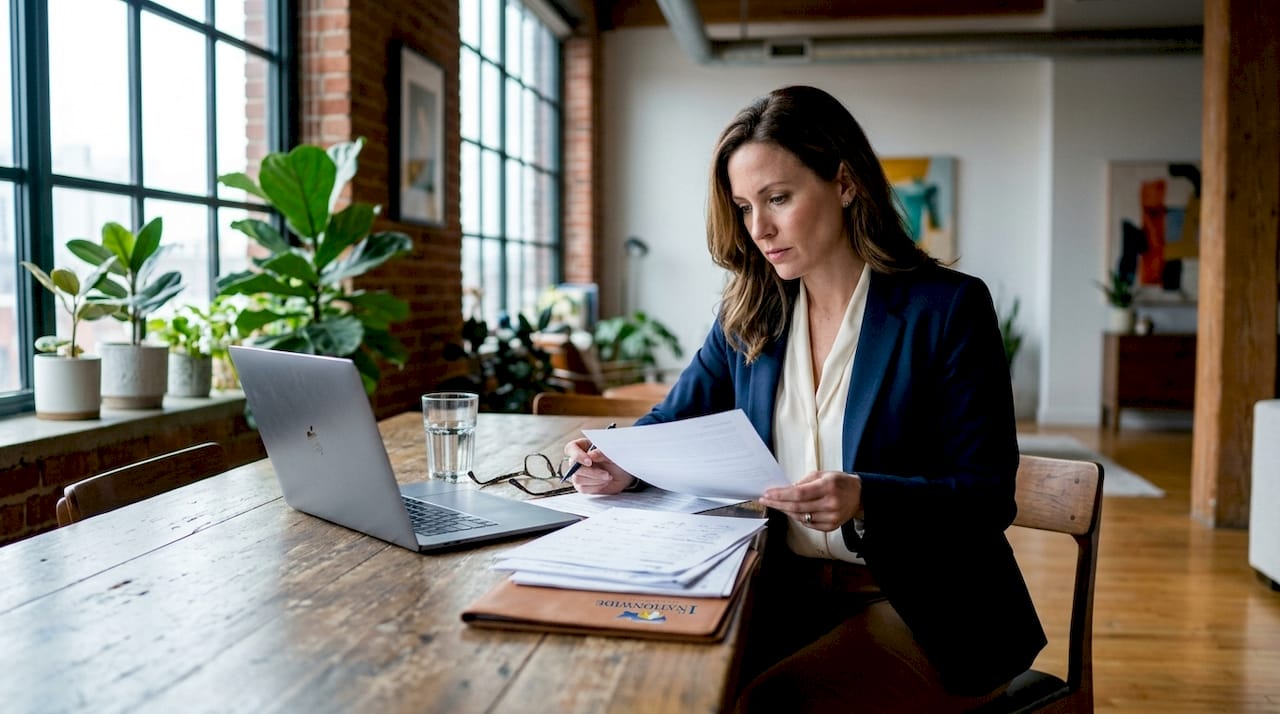 Investor reviewing specialized loan documents