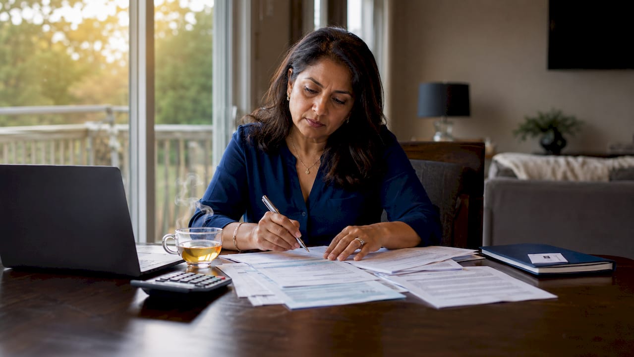 Woman reviewing self-employment mortgage documents