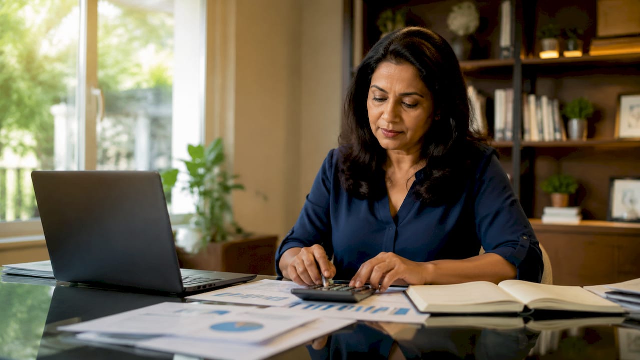 Woman calculating mortgage qualifying income