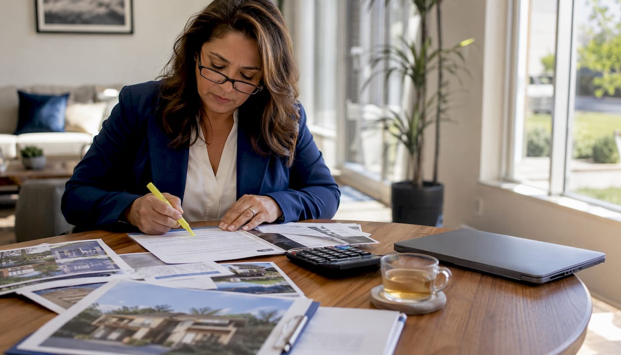 Investor reviewing NONI loan documents at home