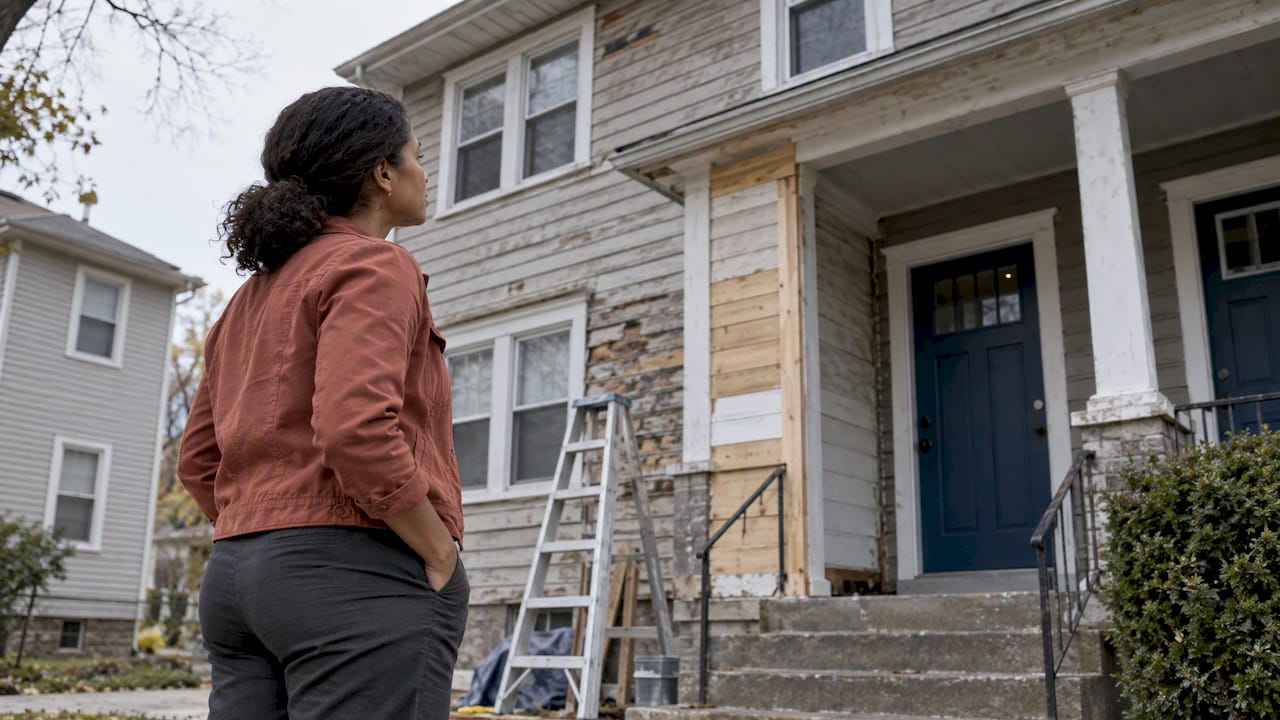 Investor assessing duplex before renovation financing